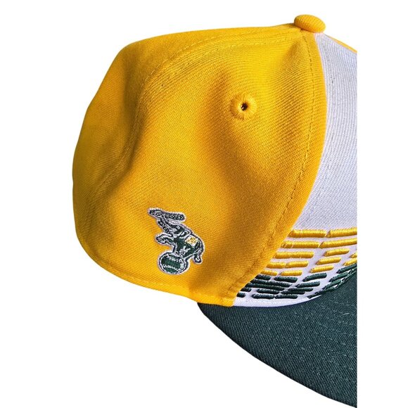 Oakland Athletics New Era 9Fifty Snapback Hat Yellow/Green Adjustable Fit - Picture 3 of 8